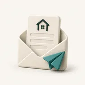3D illustration of a property enquiry letter being sent to Straight Up Stays